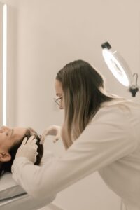 Dermatology treatment session in clinic